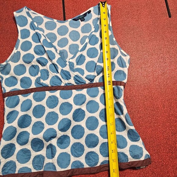 Boden Retro Y2K Babydoll Blouse US Sz 8 Blue‎ Polka Dot Sleeveless Preppy Summer - Picture 10 of 10